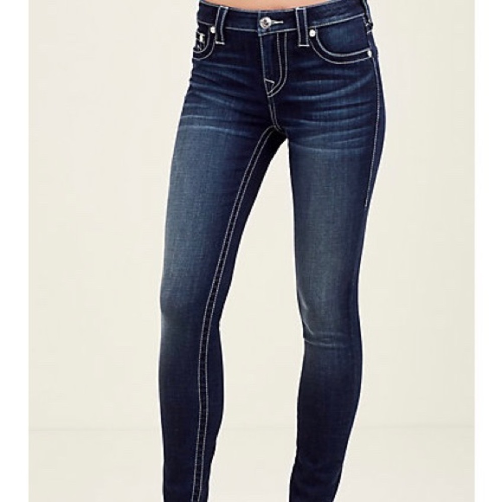 True Religion Super Skinny w/white stitching SZ 27